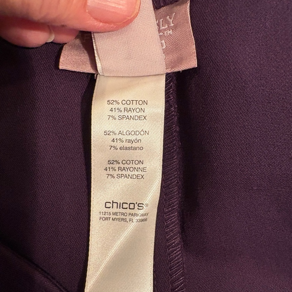 Chico's Fabulously Slimming Deep Purple Pants Chico size 1 or medium pull on - Picture 4 of 9